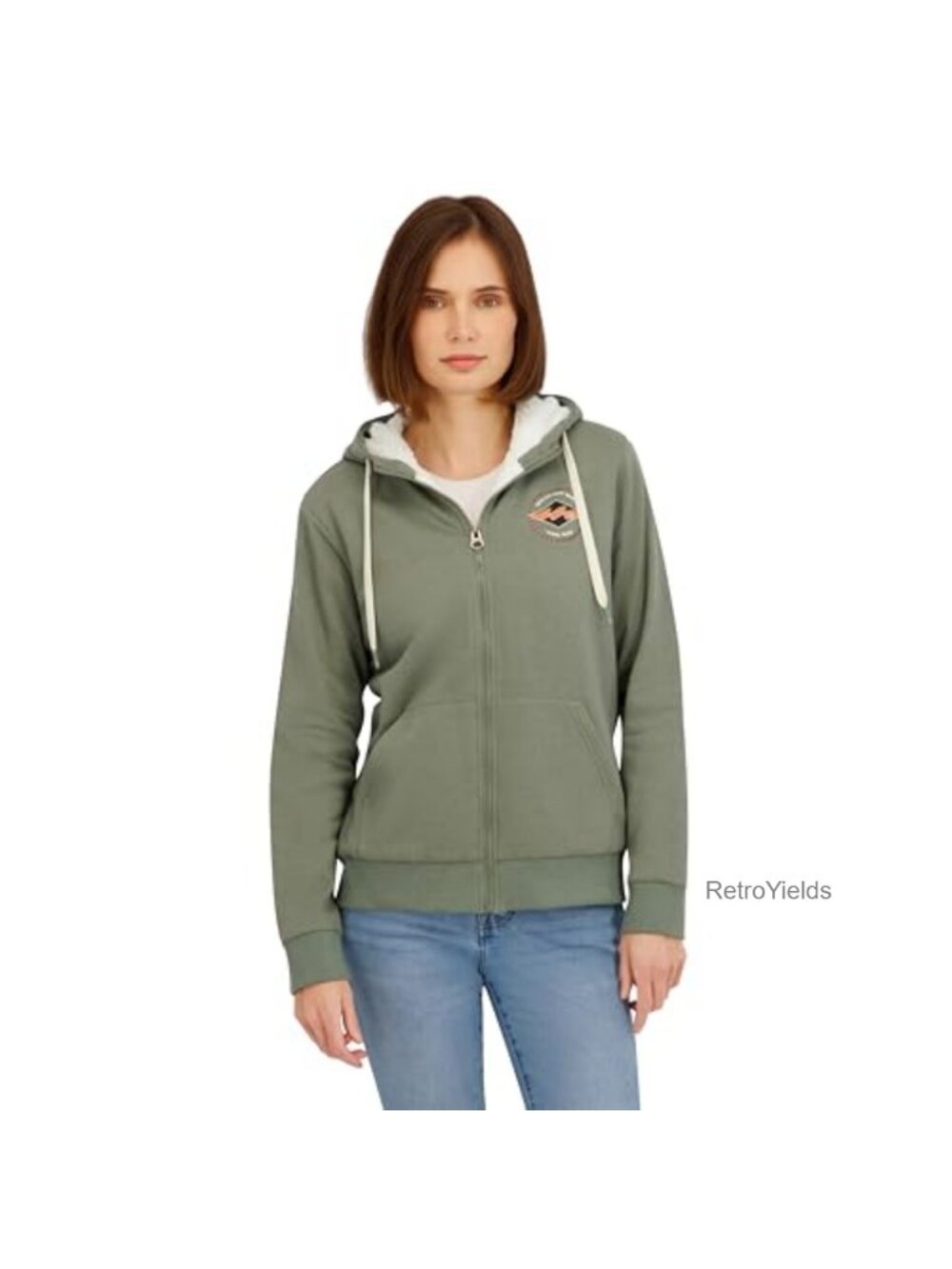 Women's Full Zip Sherpa Lined Hoodie Jacket Fleece